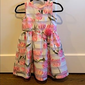 Pippa & Julie Pink Floral Kids Formal Dress sz 8
